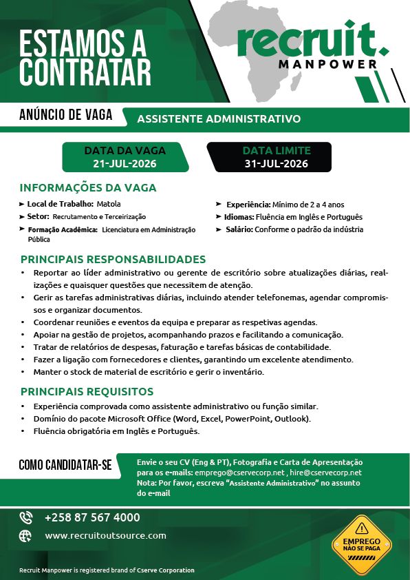 Assistente Admnistractivo 2 ASSISTENTE ADMINISTRATIVO Recruit Manpower