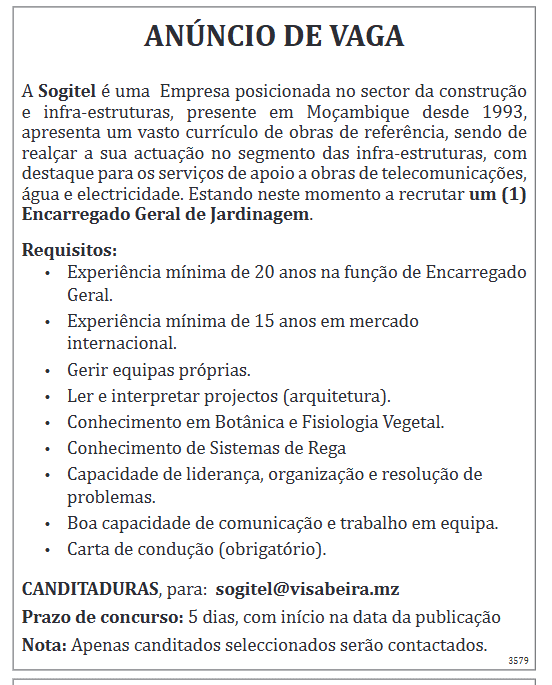 Encarregado Geral de Jardinagem 2 Jornal Noticias Edicao de 03 de Julho de 2036