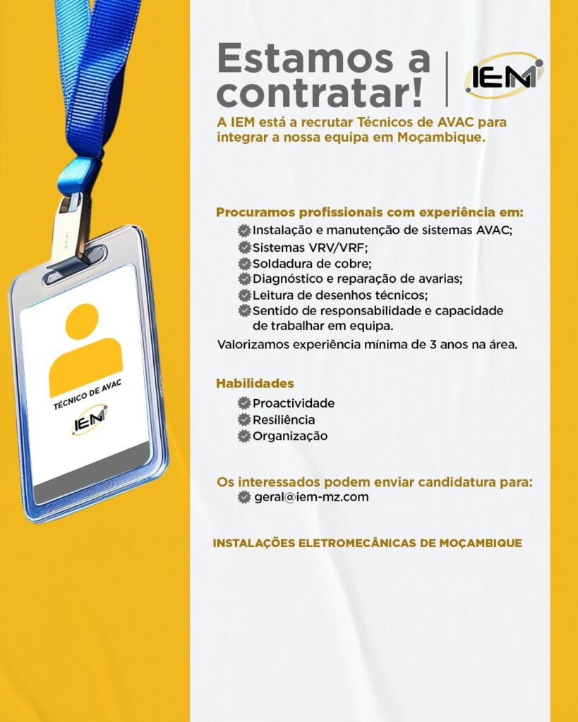 Tecnico de AVAC IEM Instalacoes Electromecanicas de Mocambique